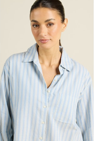 Blake Oversized Shirt - Blue Oxford Stripe
