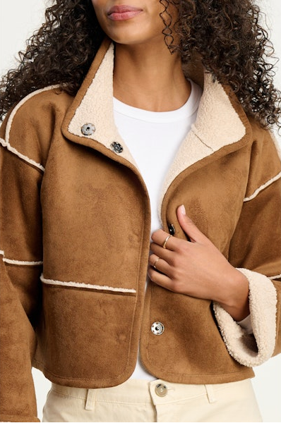 Kelly Reversible Sherpa Jacket - Tobacco