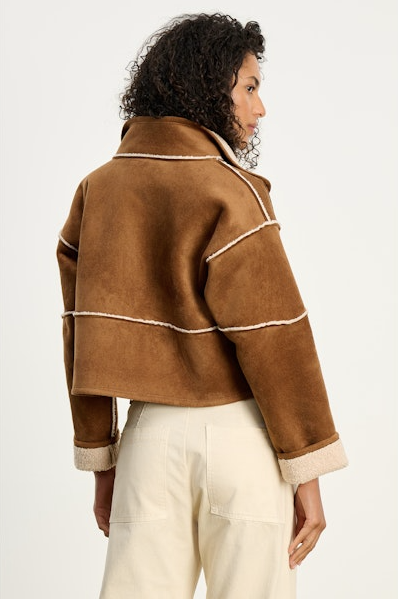 Kelly Reversible Sherpa Jacket - Tobacco