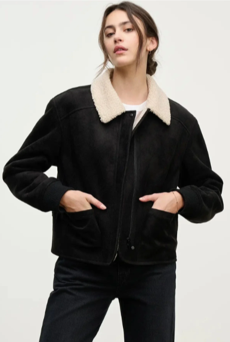 Juno Sherpa Jacket - Black/Cream