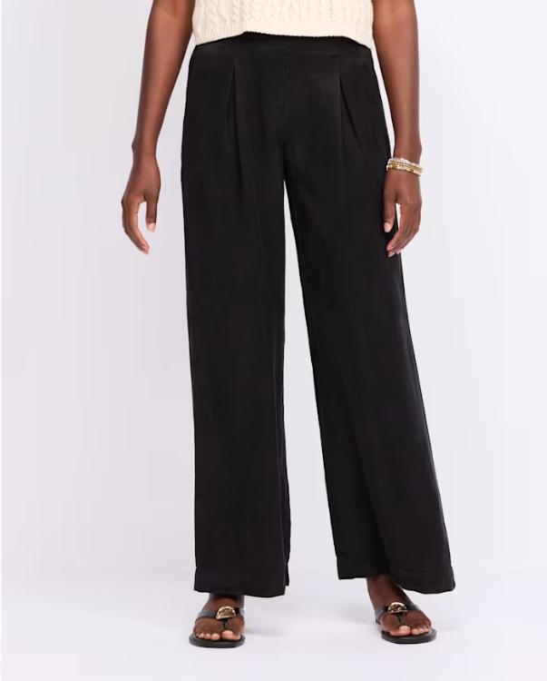 Inverted Pleat Wide Leg - Black