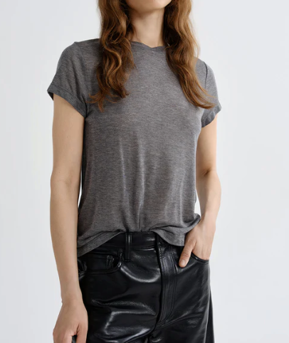 Long Line Adine Tee - Grey Heather