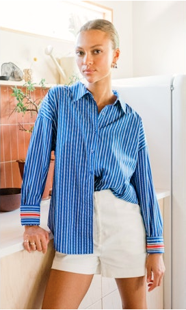 Hattie Stripe Shirt - Blue/White