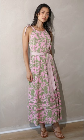 Nali Maxi Dress - Sage/Pink