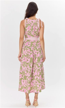 Nali Maxi Dress - Sage/Pink