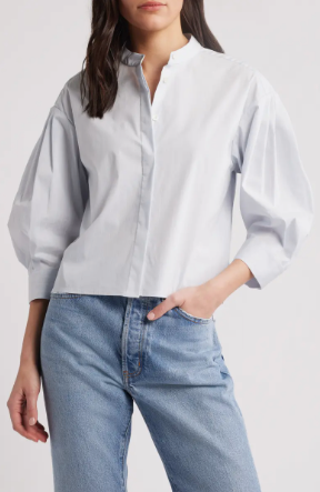The Modern Puff Top - Light Chambray Multi