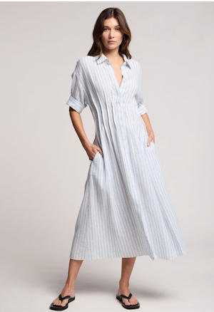 Saron Dress- White/Blue