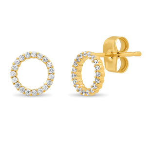 Pave Open Circle Stud - Gold