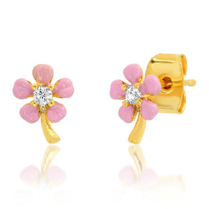 Flower Enameled Stud Pink