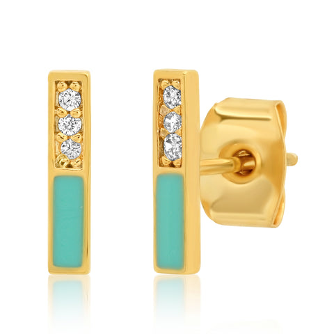 Stick Enamel Studs - Turquoise