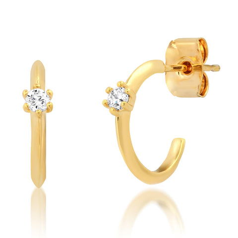 Gold Huggie w/Single CZ Accent