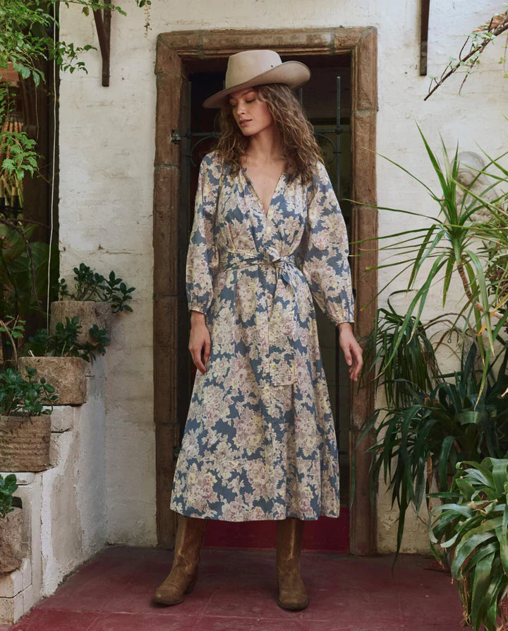 The Pampas Dress - Indigo Floral