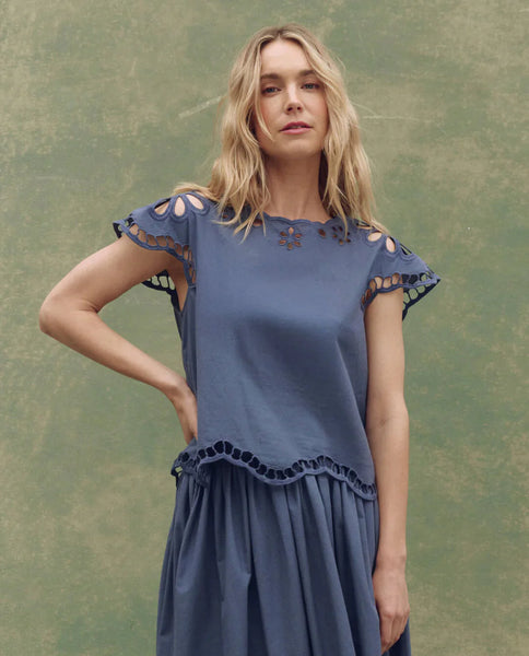 The Super Bloom Eyelet Top - Blue