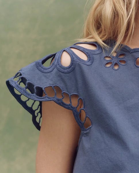 The Super Bloom Eyelet Top - Blue