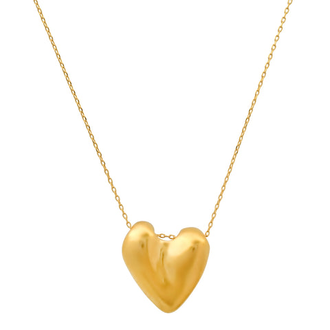 Gold Puffy Heart Necklace
