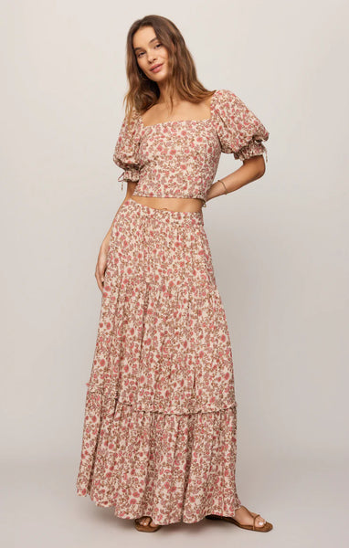 Mora Floral Skirt - Sandshell