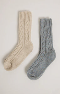 Cable Socks Snowflake Blue