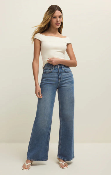 Second Skin Off Shoulder Top - Cloud