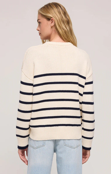 Boyfriend Striped Sweater - Sea Salt