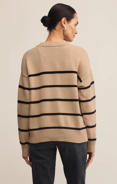 Boyfriend Striped Sweater - Biscuit