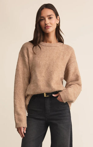 Snowed In Sweater - Heathered Camel