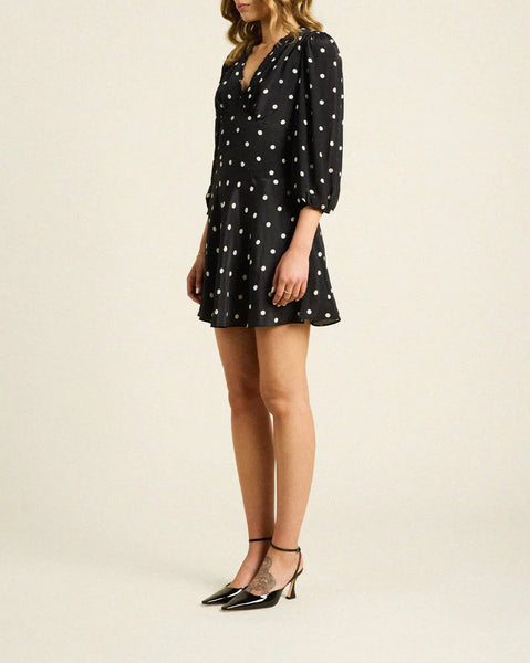 Paulina Dress - Black Polka Dots