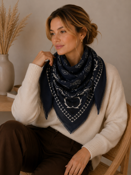 Julia Large Bandana Scarf - Blue