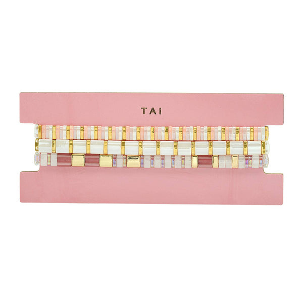 TAI | Set of 3 Tila Beaded Bracelets: Pink