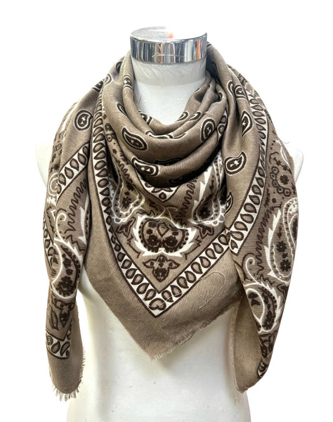 Julia Large Bandana Scarf: Taupe
