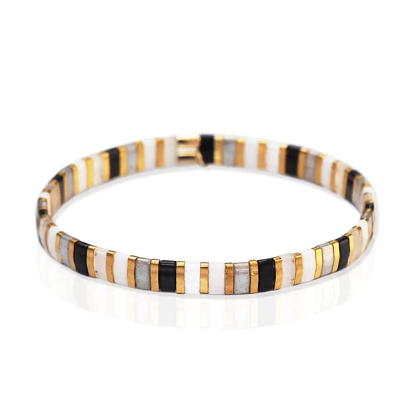 TAI | Handmade Marbelized Beaded Bracelet: Black