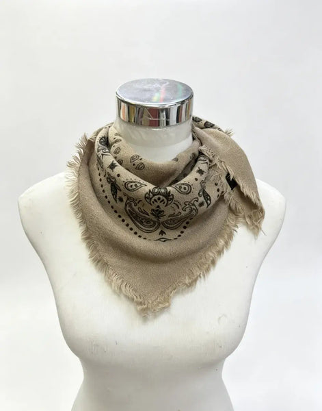 Sienna Square Bandana Scarf: Taupe