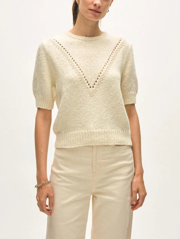 Cotton Boucle Pointelle Crew - Ivory