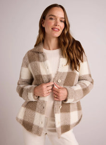 Knitted Fuzzy Jacket - Ivory/Fawn