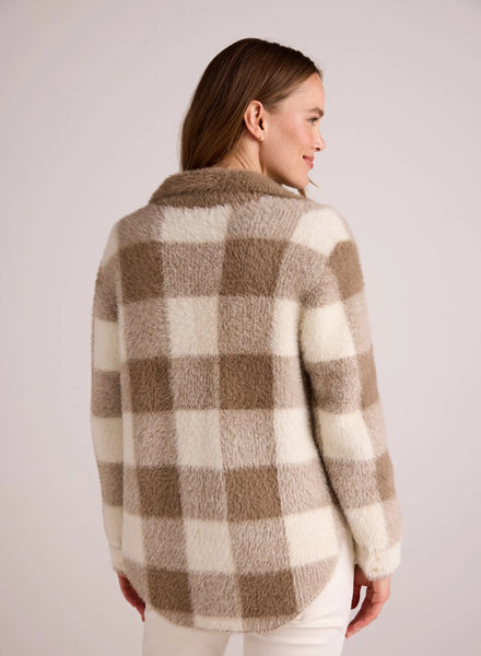 Knitted Fuzzy Jacket - Ivory/Fawn