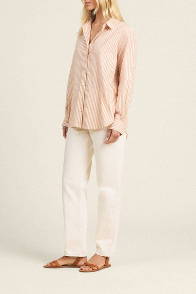 Emilia Oversized Shirt - Maple Stripe
