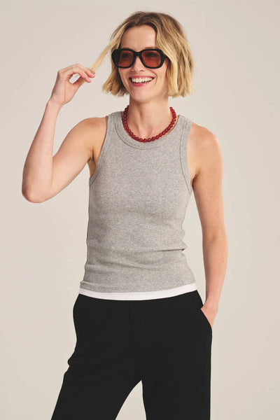 Orion Tank - Heather Grey/White