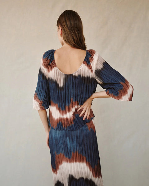 Pleated Blouse - Midnight Tides
