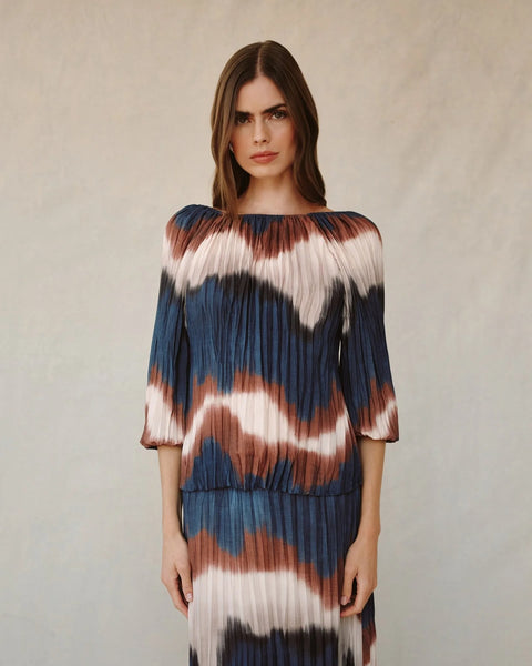 Pleated Blouse - Midnight Tides