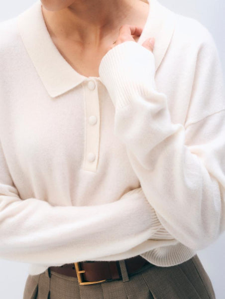 CASHMERE LONG SLEEVE POLO