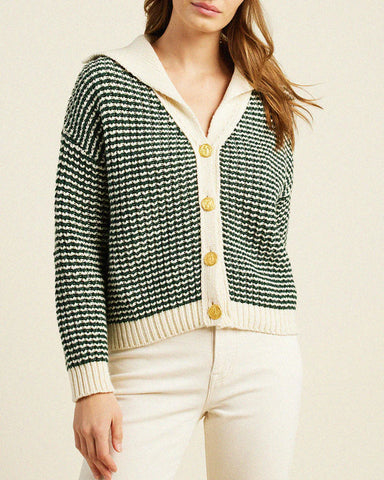 Savannah Cardigan - Forest Stripe