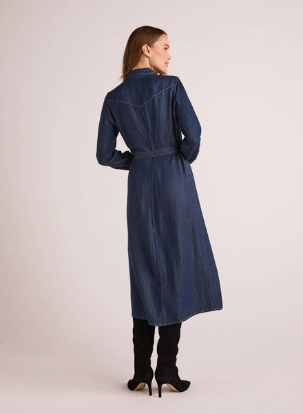 Western Yolk Midi Dress - Dark Denim