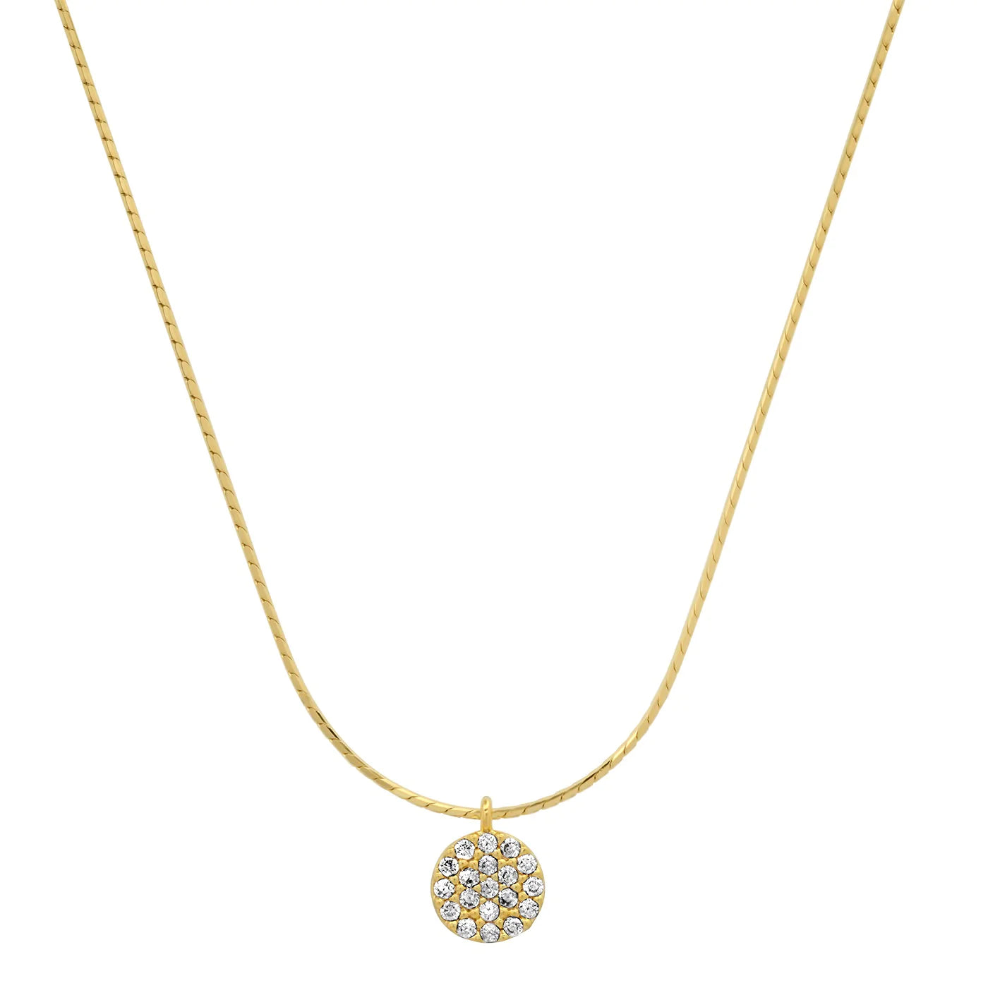 Gold Vermeil Chain w Pave Cz Disc