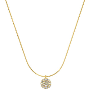 Gold Vermeil Chain w Pave Cz Disc