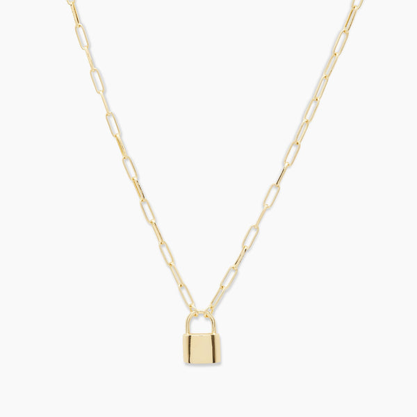 Kara Padlock Charm Necklace - Gold