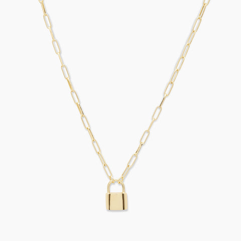 Kara Padlock Charm Necklace - Gold