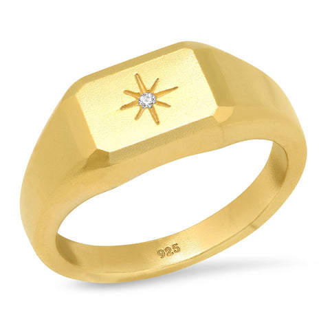 Signet Ring with CZ Accent